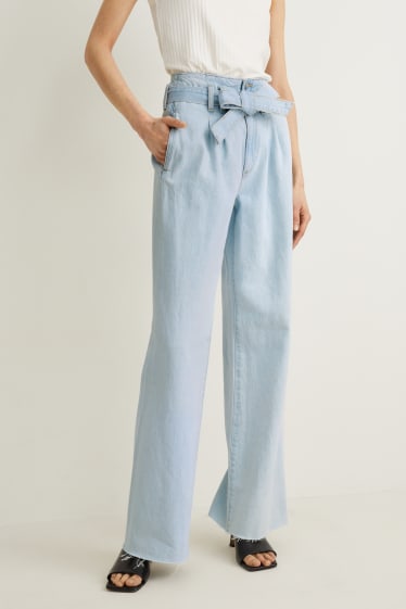 Damen - Loose Fit Jeans - High Waist - jeans-hellblau