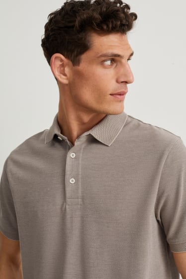 Heren - Poloshirt - Pima-katoen - lichtbruin
