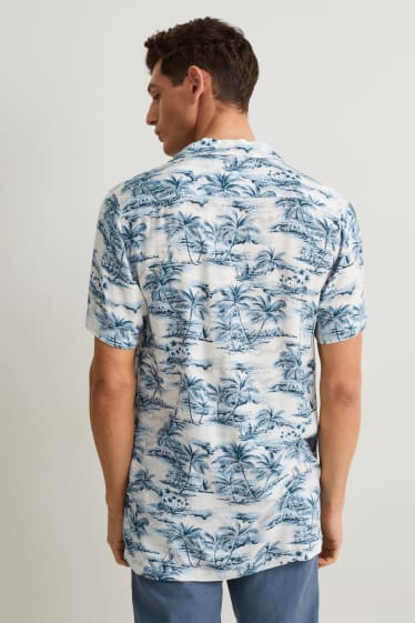 Hombre - Camisa - slim fit - cuello solapa - blanco / azul claro