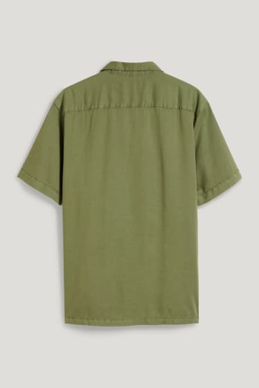 Pánské - Košile - regular fit - klopový límec - zelená
