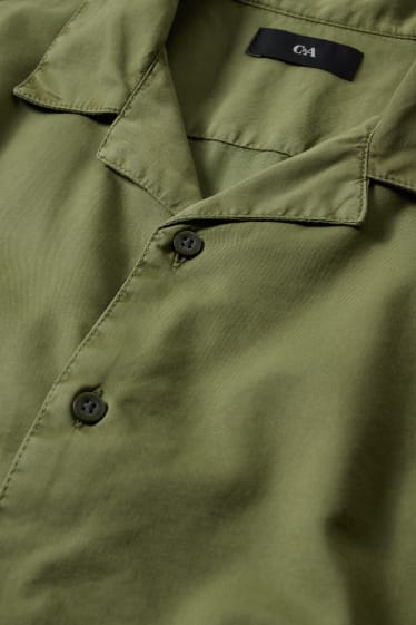 Pánské - Košile - regular fit - klopový límec - zelená