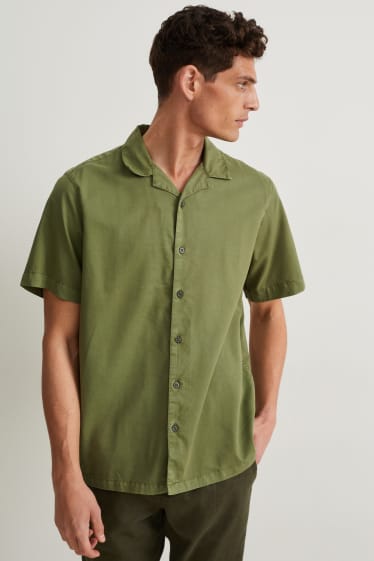 Pánské - Košile - regular fit - klopový límec - zelená
