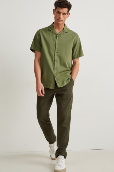 Pánské - Košile - regular fit - klopový límec - zelená