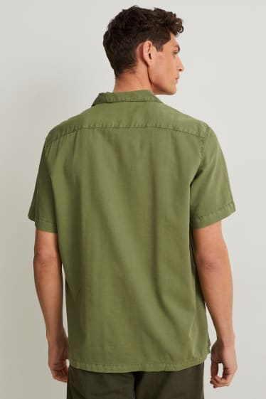 Pánské - Košile - regular fit - klopový límec - zelená