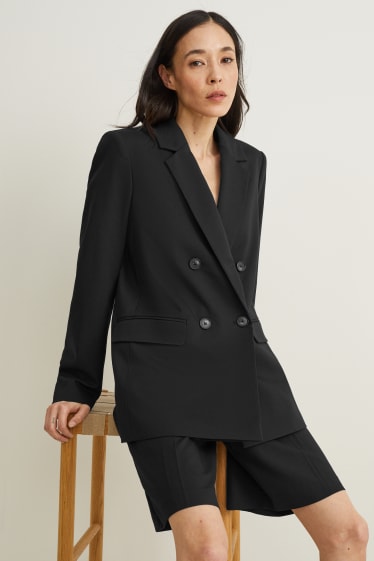 Dames - Business-blazer - relaxed fit - zwart