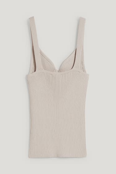 Women - Knitted top - light beige