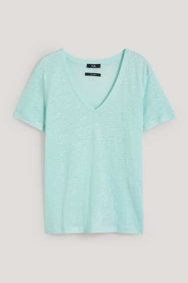 Dames - Linnen T-shirt - mintgroen