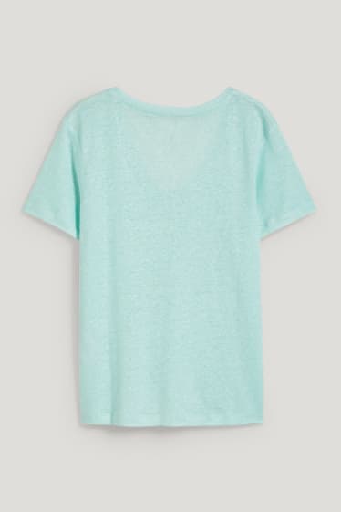 Donna - T-shirt di lino - verde menta