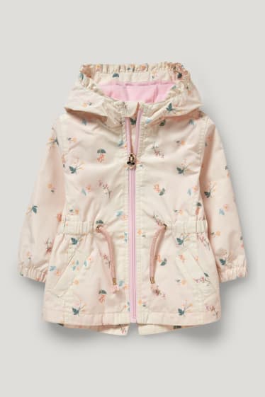 Baby Girls - Babyjas met capuchon - gebloemd - beige