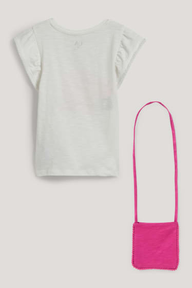 Toddler Girls - Set - Kurzarmshirt und Tasche - 2 teilig - cremeweiß