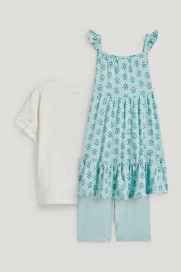 Toddler Girls - Set - jurk, T-shirt en fietsbroek - 3-delig - crème wit