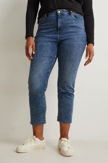 Dámské - Crop jeans - high waist - straight fit - džíny - modré