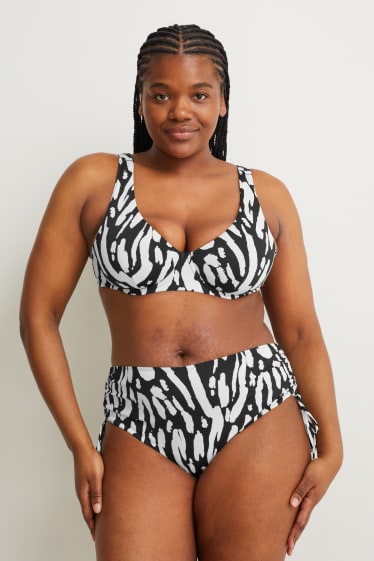 Mujer - Braguita de bikini - mid waist - LYCRA® XTRA LIFE™ - estampada - negro / blanco