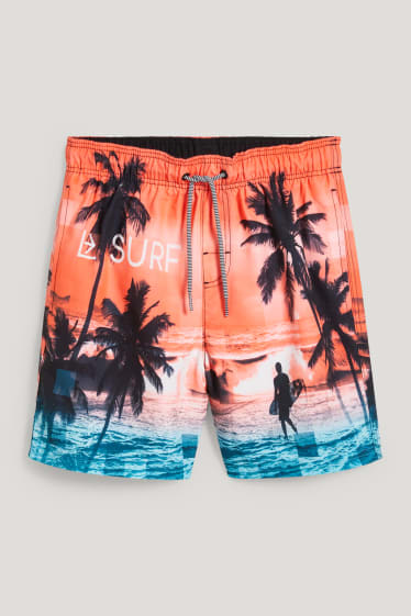 Kids Boys - Badeshorts - gemustert - orange