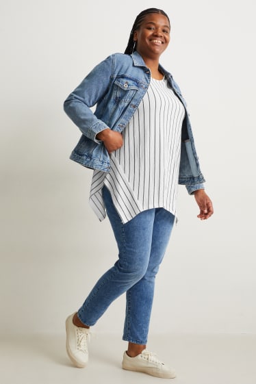 Damen - T-Shirt - gestreift - cremeweiß