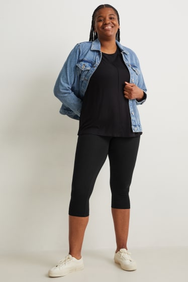 Damen - Capri-Leggings - schwarz