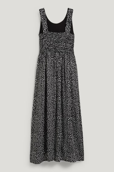 Women - Basic fit & flare dress - patterned - black / white