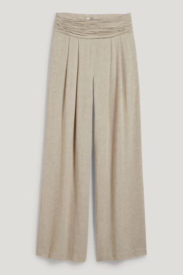 Mujer - Pantalón de tela - super high waist - wide leg - beige claro