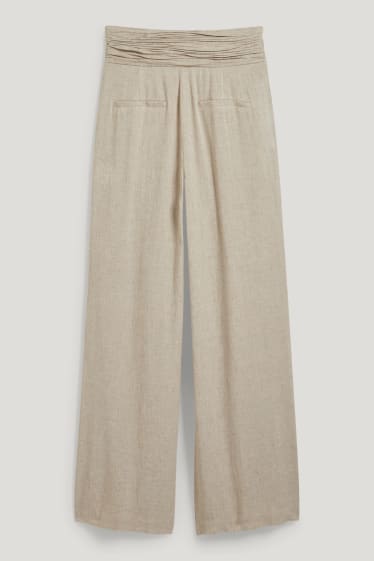 Mujer - Pantalón de tela - super high waist - wide leg - beige claro