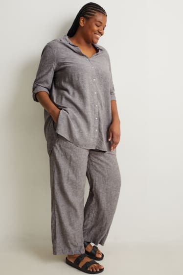 Donna - Blusa - misto lino - grigio