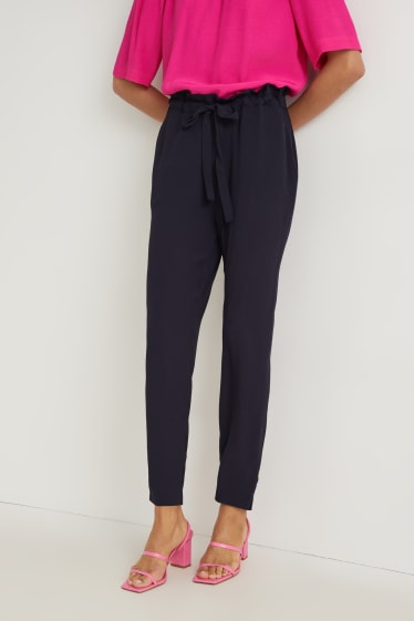 Donna - Pantaloni di stoffa - vita alta - tapered fit - blu scuro