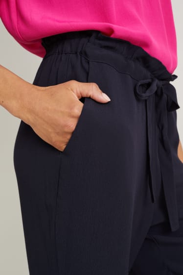 Donna - Pantaloni di stoffa - vita alta - tapered fit - blu scuro