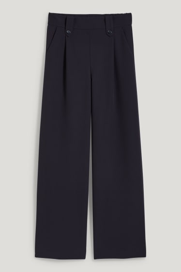 Donna - Pantaloni - vita alta - gamba larga - blu scuro