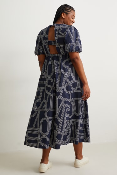 Dames - Fit & flare-jurk - met patroon - donkerblauw