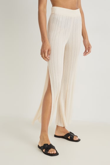 Dames - Strandbroek - palazzo - crème wit