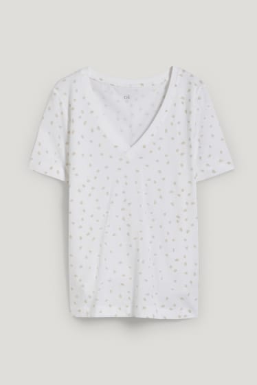 Dames - Basic-T-shirt - met patroon - licht beige