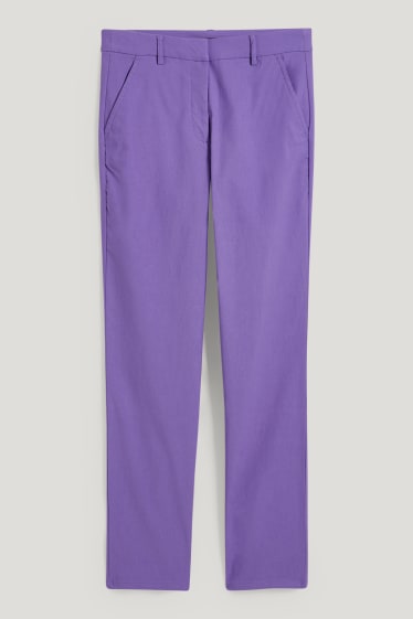 Dámské - Plátěné kalhoty - mid waist - slim fit - fialová