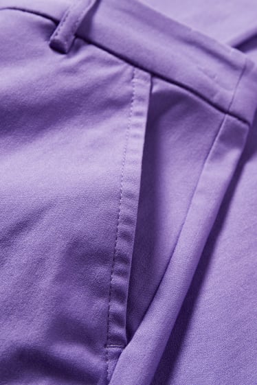 Dámské - Plátěné kalhoty - mid waist - slim fit - fialová