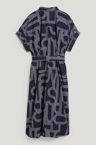 Dames - Blousejurk - met patroon - donkerblauw