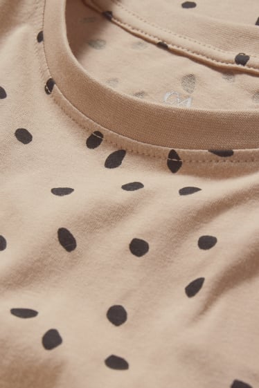 Kobiety - T-shirt basic - w cętki - beżowy