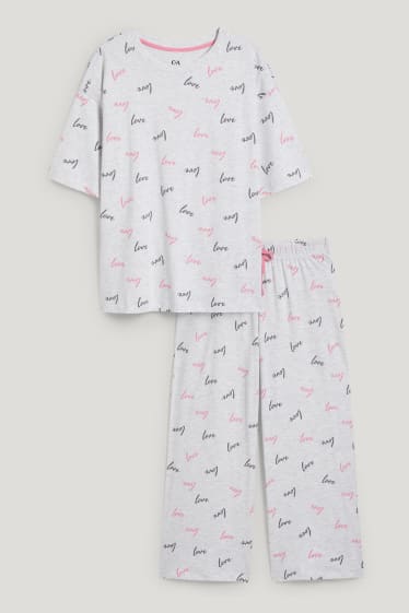 Femei - Pijama - cu model - gri deschis melanj
