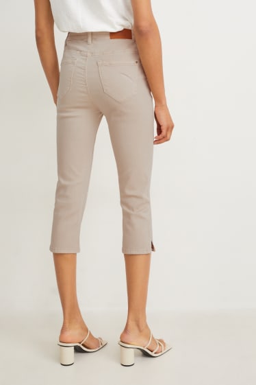 Dames - Capribroek - high waist - skinny fit - licht beige