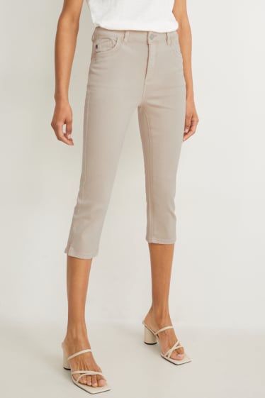 Dames - Capribroek - high waist - skinny fit - licht beige