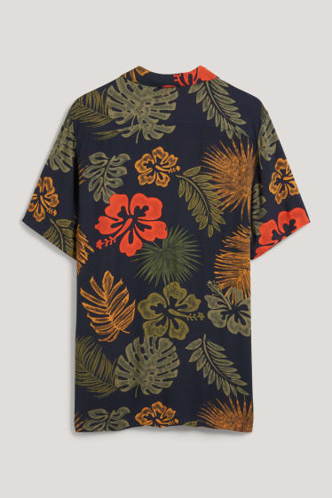Pánské - Košile - slim fit - klopový límec - tmavomodrá