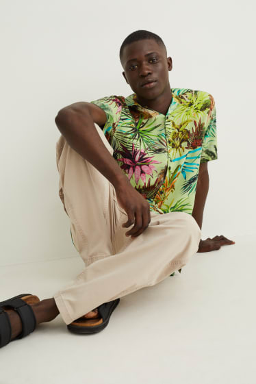 Hommes - Chemise - slim fit - col à revers - vert