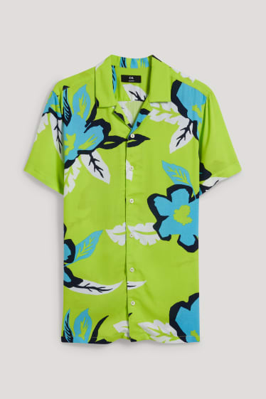 Pánské - Košile - slim fit - klopový límec - světle zelená