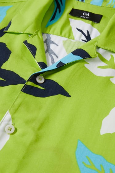 Pánské - Košile - slim fit - klopový límec - světle zelená