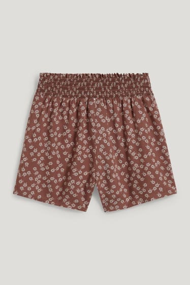 Kids Girls - Shorts - gebloemd - bruin