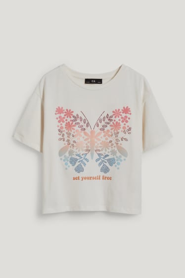 Kids Girls - Kurzarmshirt - cremeweiss