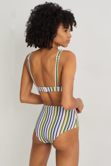 Femei - Chiloți bikini - talie înaltă - LYCRA® XTRA LIFE™ - cu dungi - multicolor