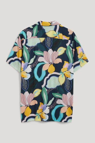 Pánské - Košile - slim fit - klopový límec - snadné žehlení - tmavomodrá