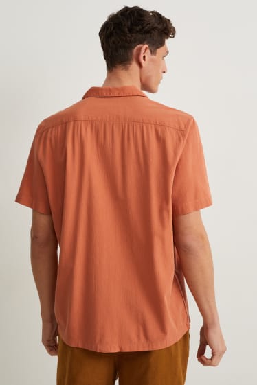 Hommes - Chemise - regular fit - col à revers - orange foncé