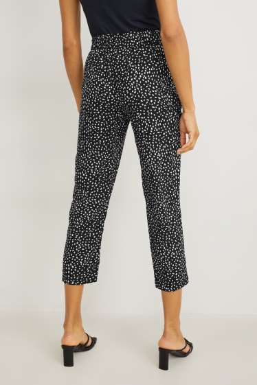 Women - Cloth trousers - high-rise waist - tapered fit - patterned - black