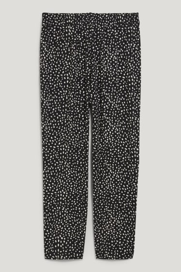 Women - Cloth trousers - high-rise waist - tapered fit - patterned - black