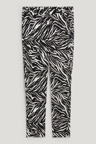 Dámské - Kalhoty - mid waist - slim fit - Flex - se vzorem - černá/bílá