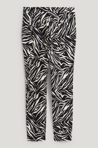 Dámské - Kalhoty - mid waist - slim fit - Flex - se vzorem - černá/bílá